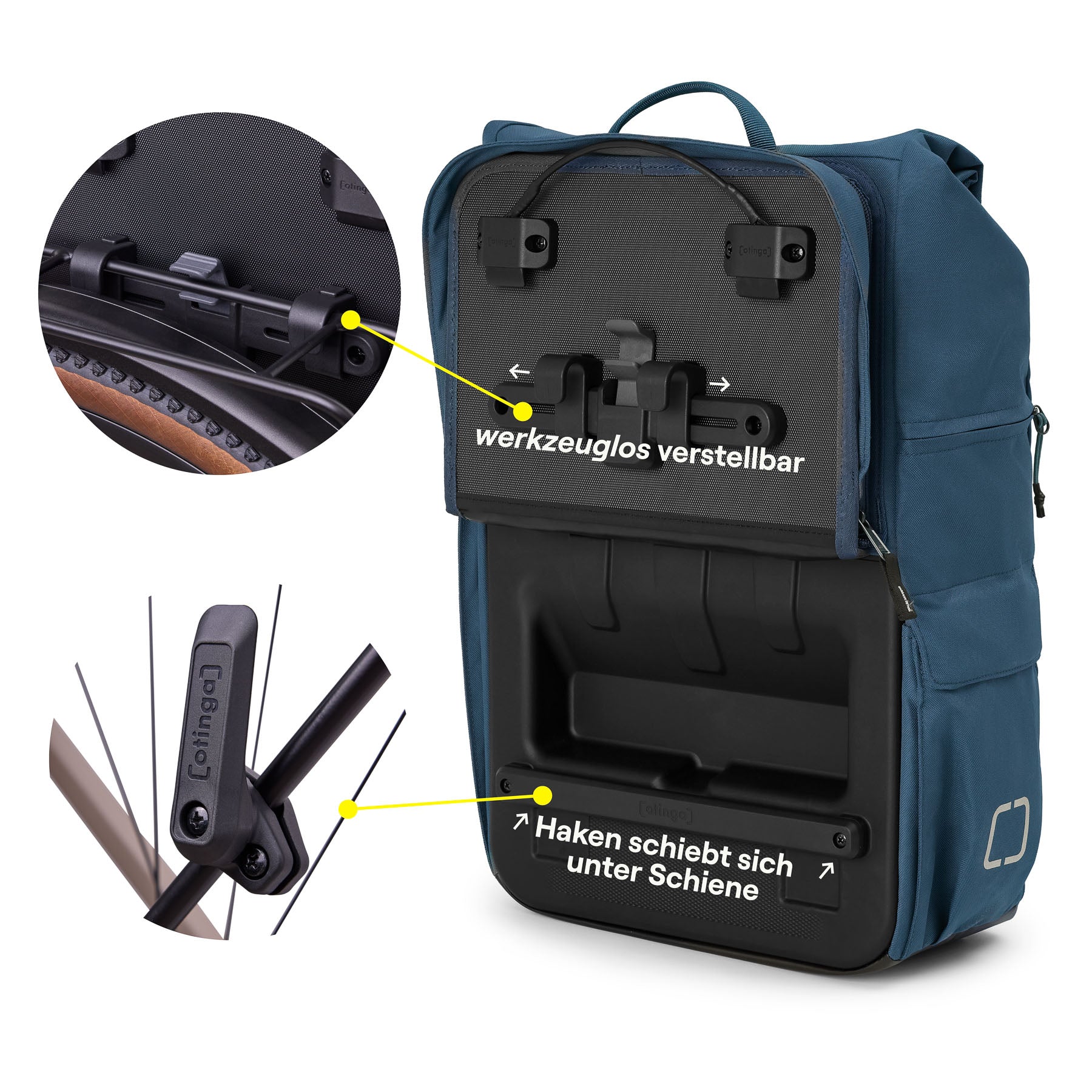 befestigungshaken für fahrradtaschen Haken zur 3. Befestigung